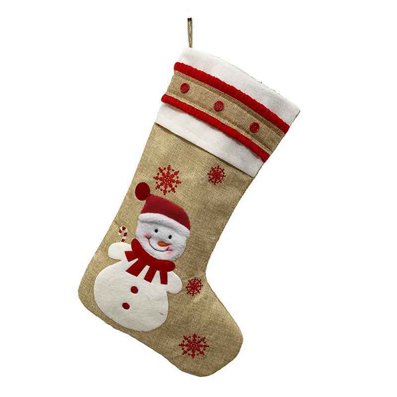 2020 New Hot Sale Christmas Ornaments Linen Embroidered Christmas Stocking Gift Bag Christmas Decoration