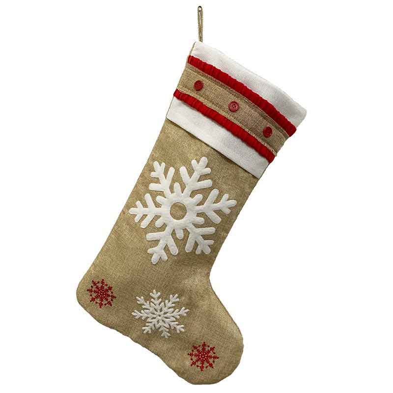 2020 New Hot Sale Christmas Ornaments Linen Embroidered Christmas Stocking Gift Bag Christmas Decoration