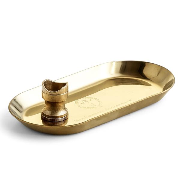 Gold Steel Tray + Cigar Holder
